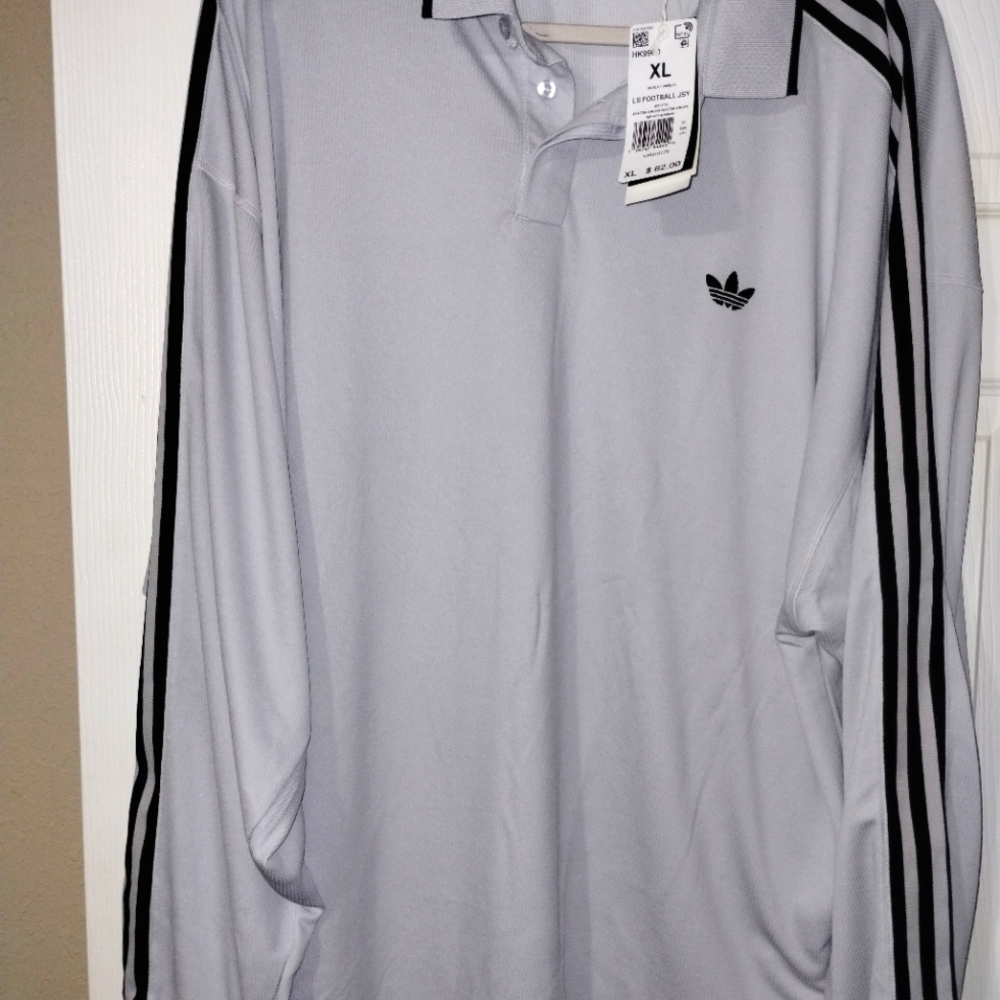 Adidas Originals Long Sleeve 3 Stripe Polo (gender neutral) size men's xl